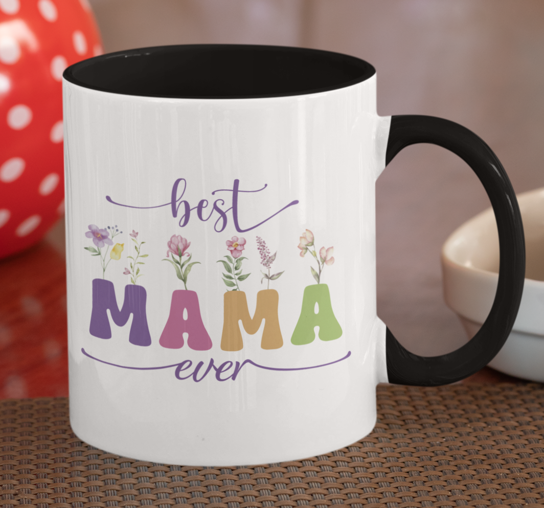 Taza Best Mama Ever Blanca y Negra 11 oz - Taza para Mamá - Taza día de la Madre