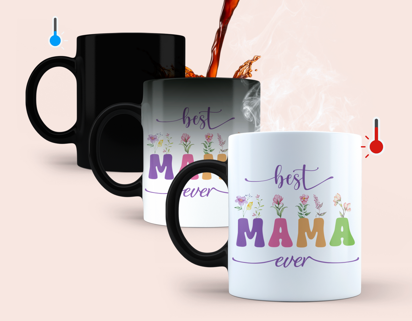 Taza Best Mama Ever - Taza Mágica 11 oz - Taza para Mamá - Taza día de la Madre