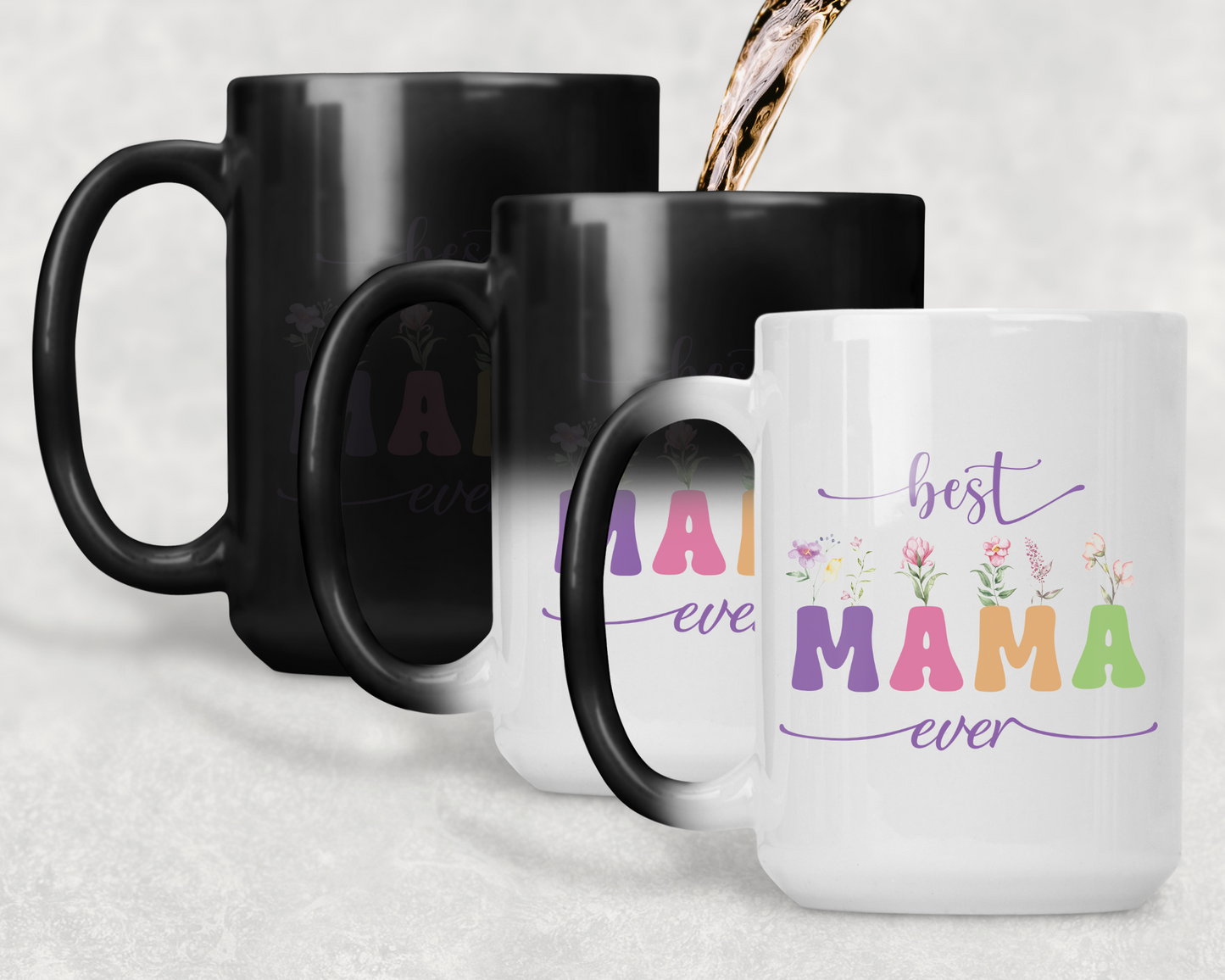 Taza Best Mama Ever - Taza Mágica 15 oz - Taza para Mamá - Taza día de la Madre