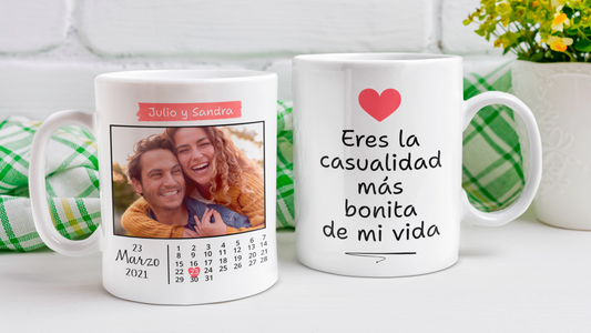 Taza Blanca 11 oz Fecha Especial con Foto Personalizada - Tazas San Valentín 