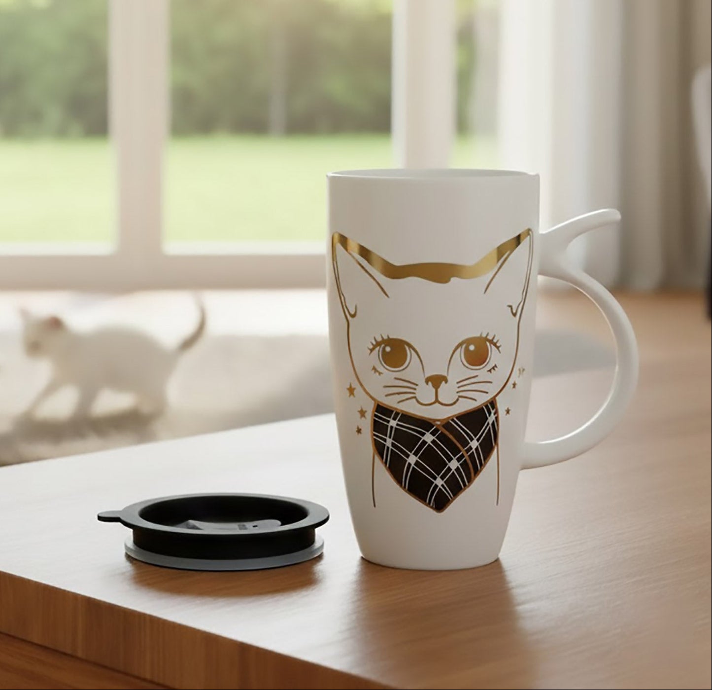 Taza Blanca Alta de Gatitos Chic - Taza Gatos