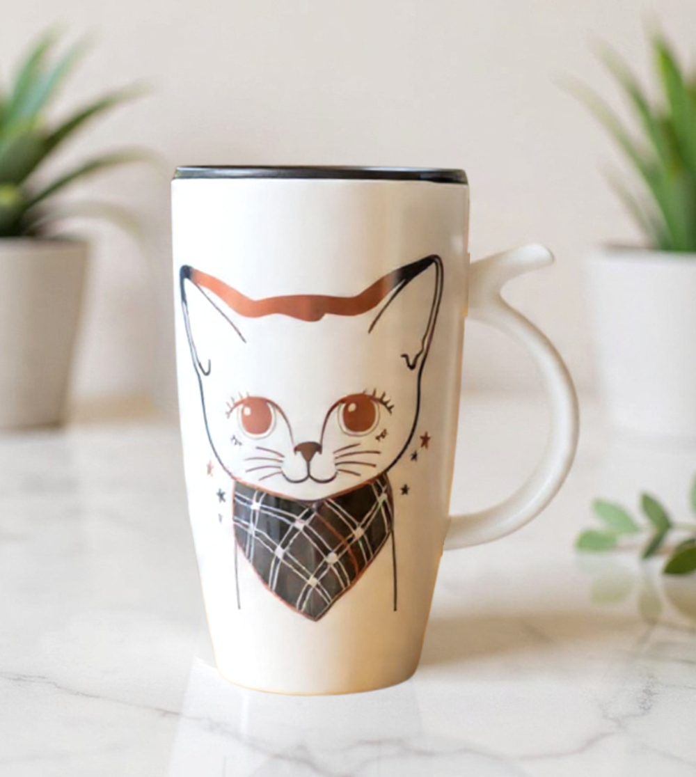 Taza Blanca Alta de Gatitos Chic - Taza Gatos