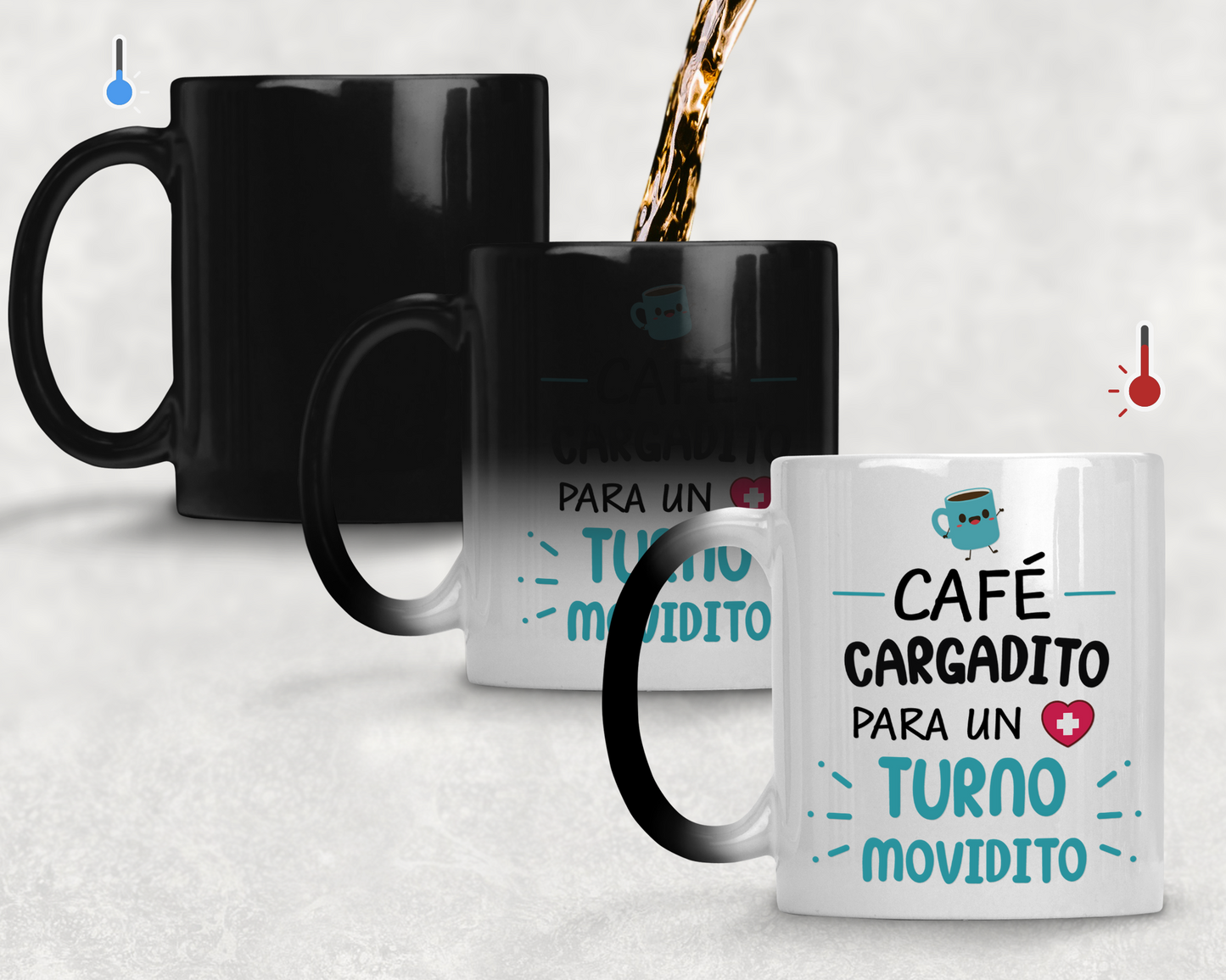 Taza Café Cargadito para un Turno Movidito - Taza Mágica 11 oz - Taza Enfermera