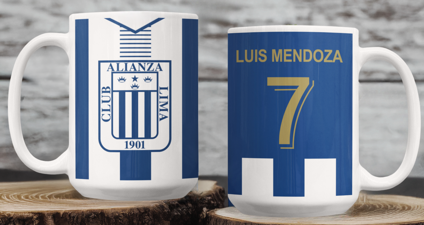 Taza Camiseta Alianza Lima Personalizada - Taza Blanca 15 oz - Taza de Fútbol - Tazas Alianza Lima (2)