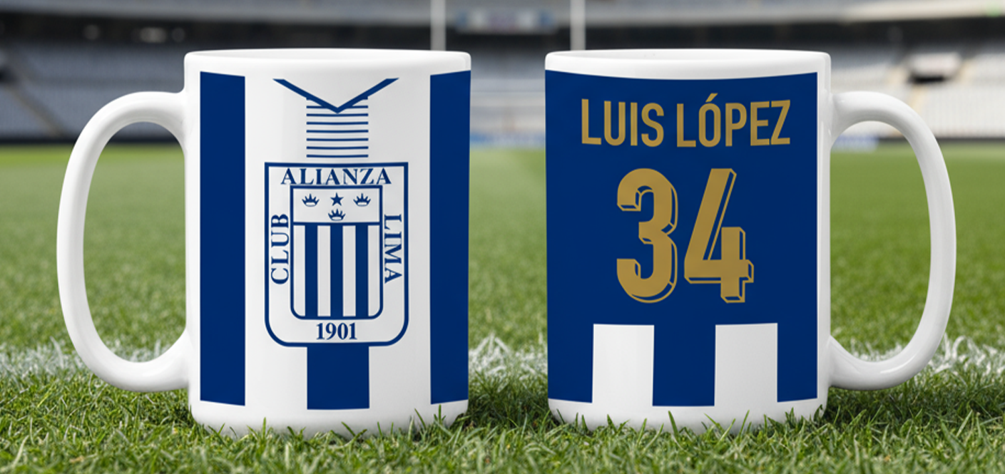 Taza Camiseta Alianza Lima con tu Nombre - Tazas Fútbol -  Tazas para Ellos - Tazas Alianza Lima
