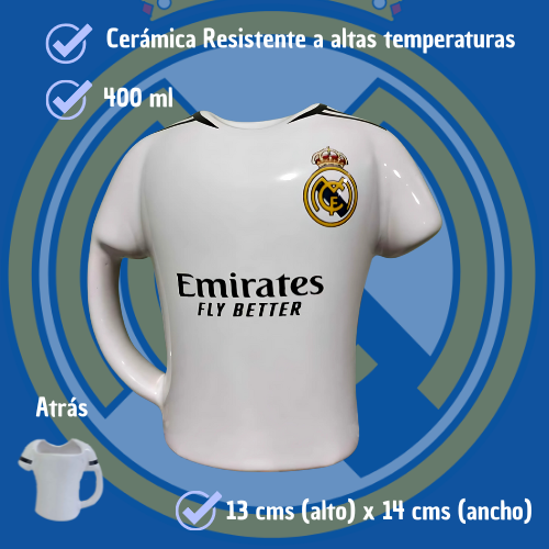 Taza Camiseta Real Madrid en 3D - Tazas Real Madrid CF - Taza Fútbol 