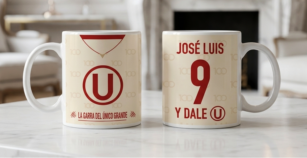 Taza Camiseta de la U con tu nombre - Taza Blanca  11 oz - Taza de Fútbol - Tazas Día del Padre - Tazas para Papá