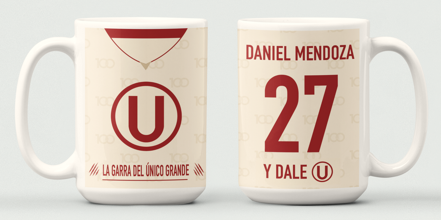 Taza Camiseta de la U con tu nombre - Taza Blanca  15 oz - Taza de Fútbol - Tazas Día del Padre - Tazas para Papá