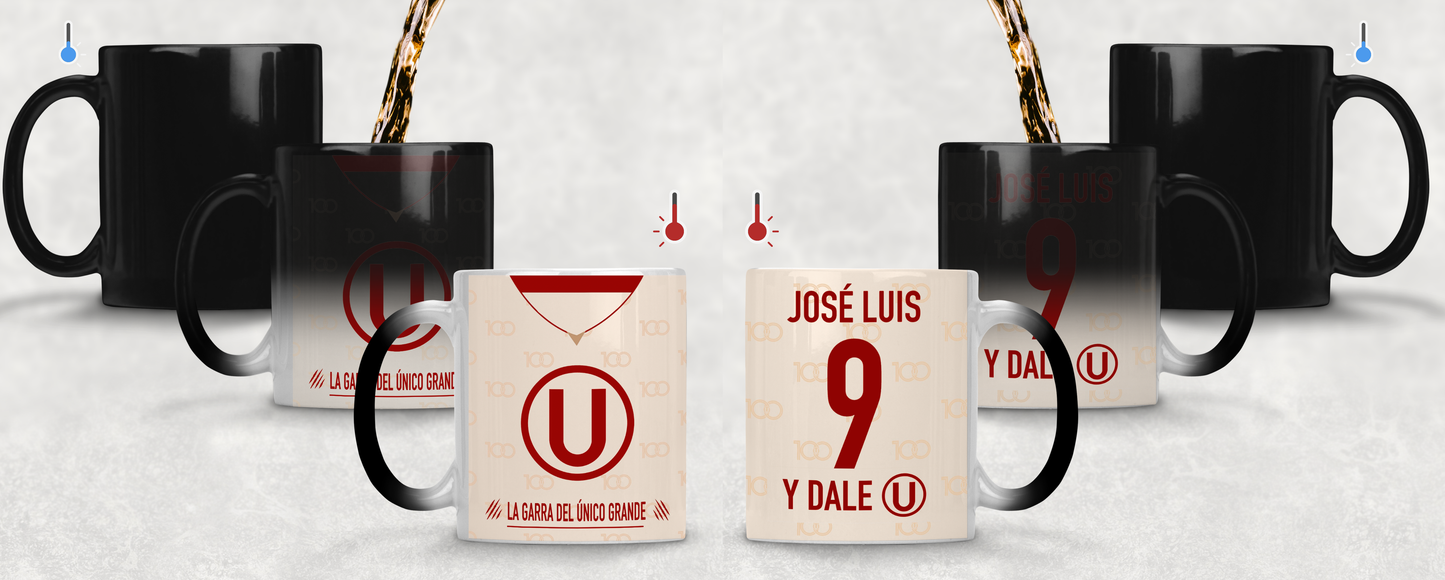 Taza Camiseta de la U con tu nombre - Taza Mágica  11 oz - Taza de Fútbol - Tazas Día del Padre - Tazas para Papá