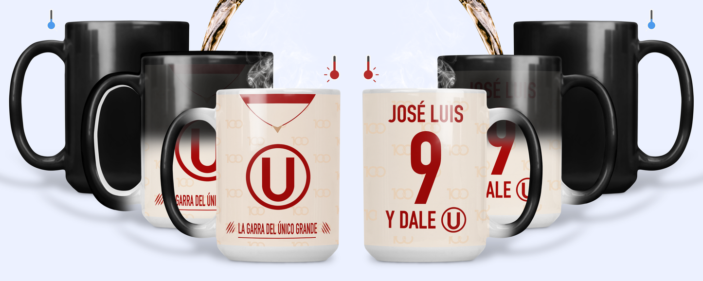 Taza Camiseta de la U con tu nombre - Taza Mágica  15 oz - Taza de Fútbol - Tazas Día del Padre - Tazas para Papá