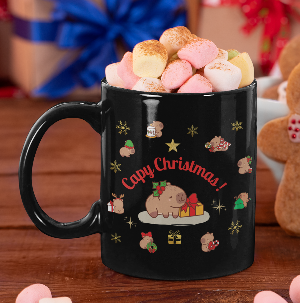 Taza Capibara Navidad Capy Christmas  Taza Navidad Taza Navideña