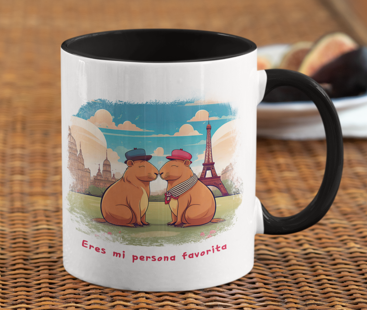 Taza Capibaras Enamoradas en París - Taza San Valentín para Parejas