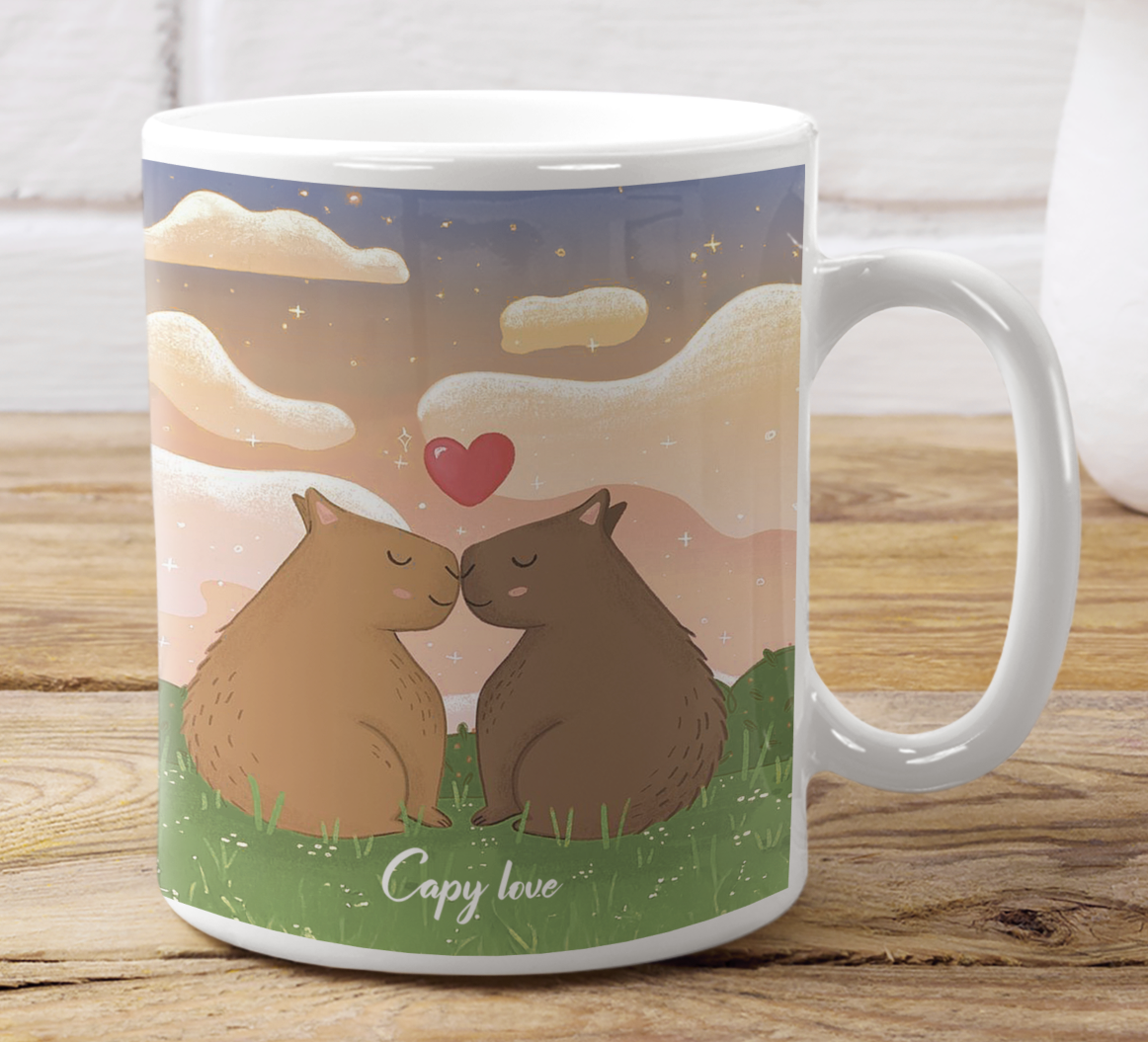 Taza Capy Love - Capibara para Enamorados - Taza San Valentín para Parejas