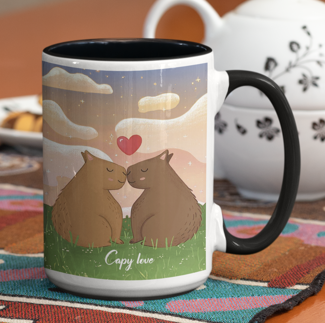 Taza Capy Love - Capibara para Enamorados - Taza San Valentín para Parejas