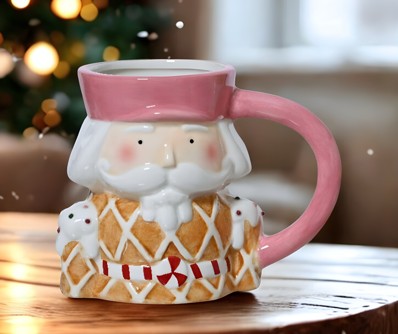 Taza Cascanueces en Colores Pasteles Rosado  - Tazas Navideñas