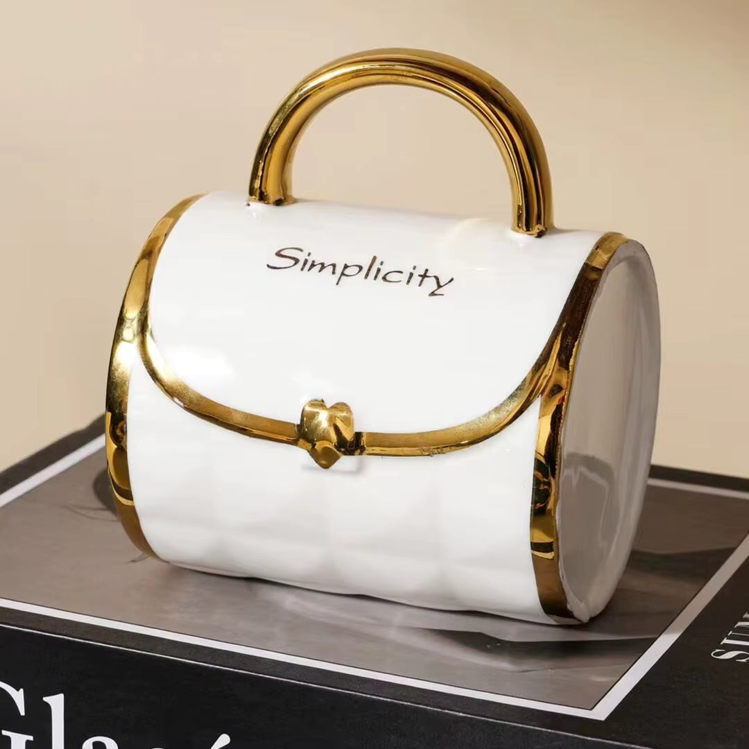 Taza Chic en forma de Cartera Blanco - Tazas para Ellas