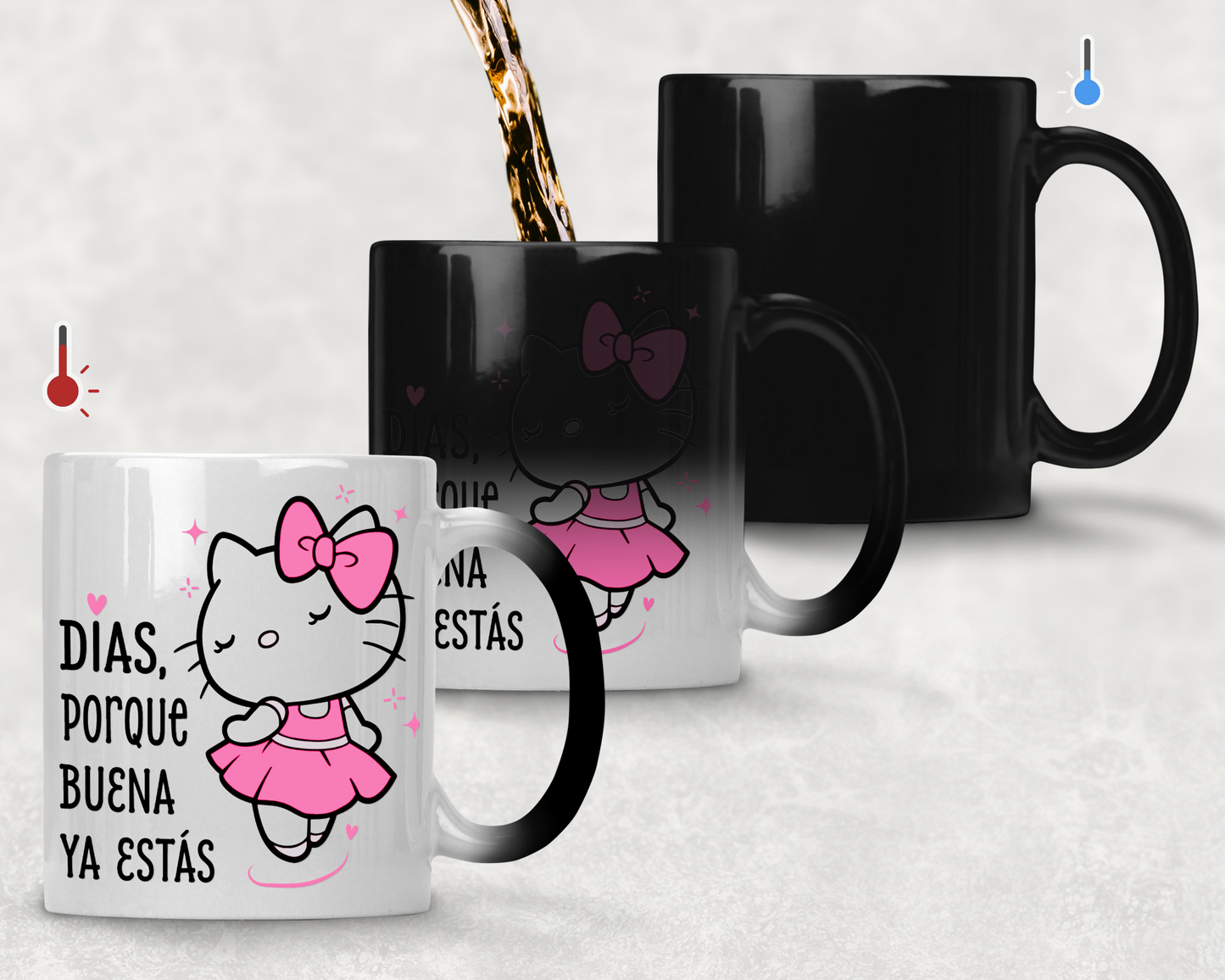 Taza Días, porque BUENA ya estás 🎀  | Tazas Hello Kitty | Taza Mágica de 11 oz