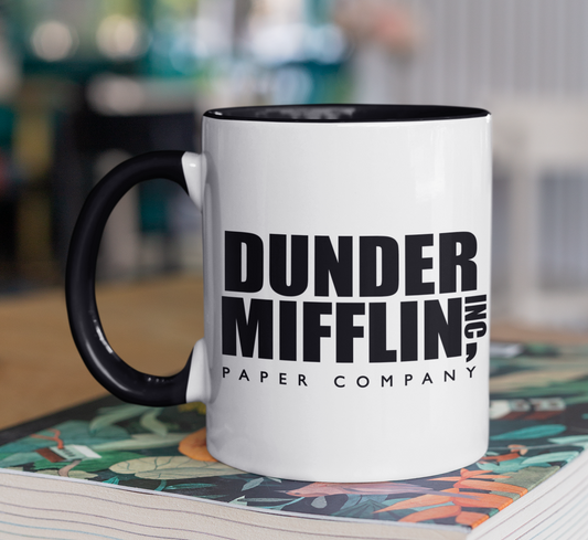 Taza Dunder Mifflin Paper Company - Taza Blanca y Negra 11 oz - Tazas The Office - Tazas de series