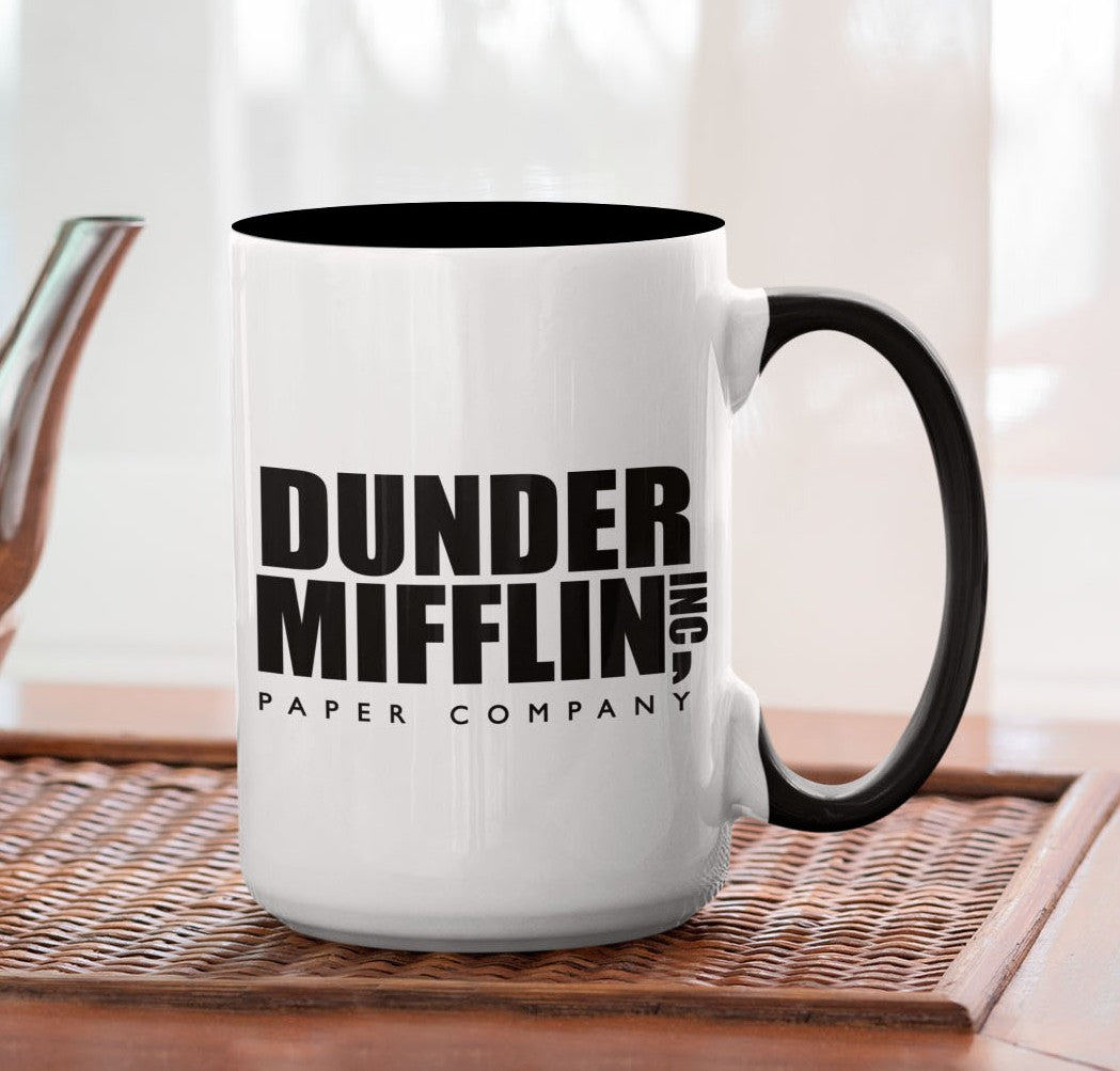 Taza Dunder Mifflin Paper Company - Taza Blanca y Negra 15 oz - Tazas The Office - Tazas de series