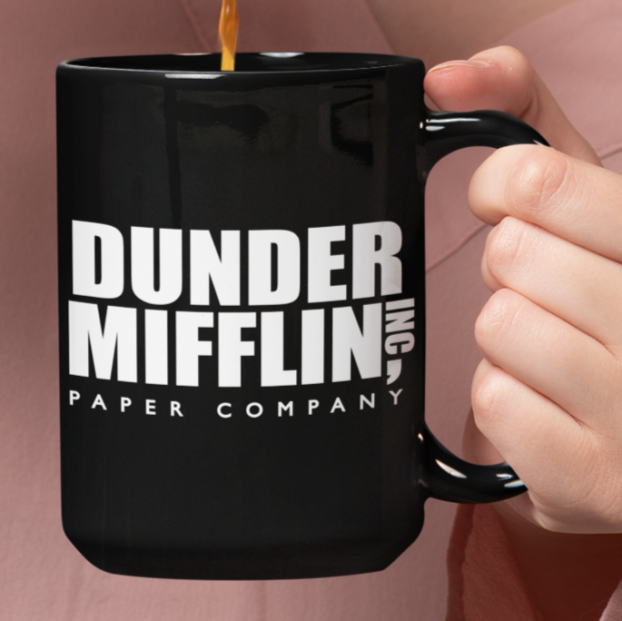 Taza Dunder Mifflin Paper Company - Taza Negra 15 oz - Tazas The Office - Tazas de series