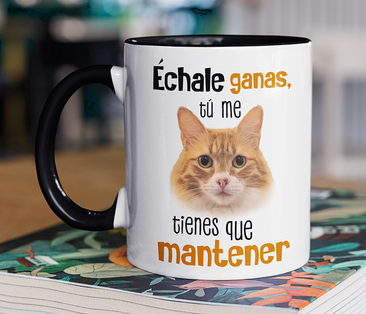 Taza Échale Ganas con tu Gato - Taza Blanca y Negra 11 oz - Taza de Gatos