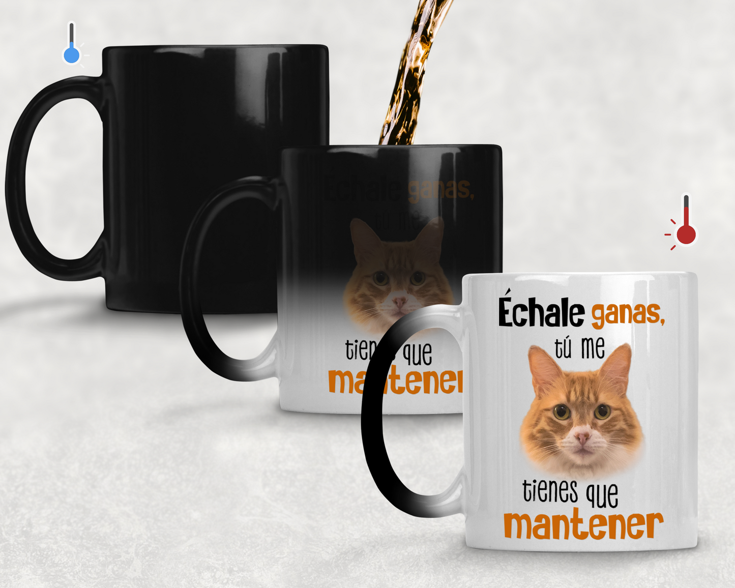 Taza Échale Ganas con tu Gato - Taza Mágica 11 oz - Taza de Gatos