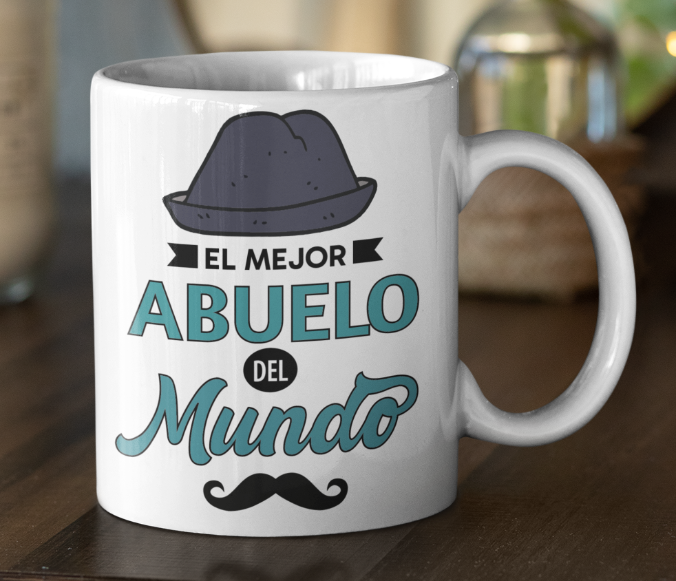 Taza El Mejor Abuelo del Mundo - Taza Blanca 11 oz -Tazas Día del Padre - Tazas para Papá