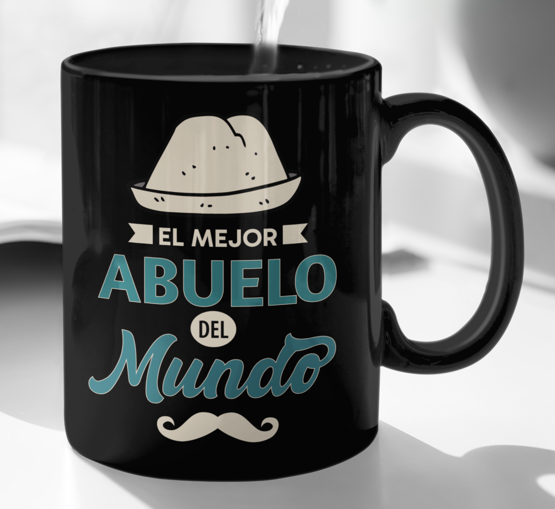Taza El Mejor Abuelo del Mundo - Taza Negra 11 oz -Tazas Día del Padre - Tazas para Papá