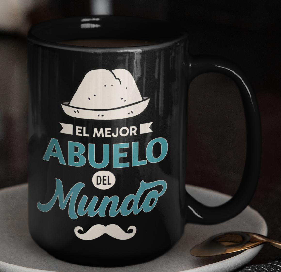 Taza El Mejor Abuelo del Mundo - Taza Negra 15 oz -Tazas Día del Padre - Tazas para Papá