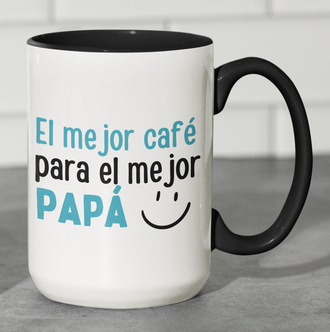Taza El Mejor Café para el Mejor Papá - Taza Blanca y Negra  15 oz -Tazas Día del Padre - Tazas para Papá