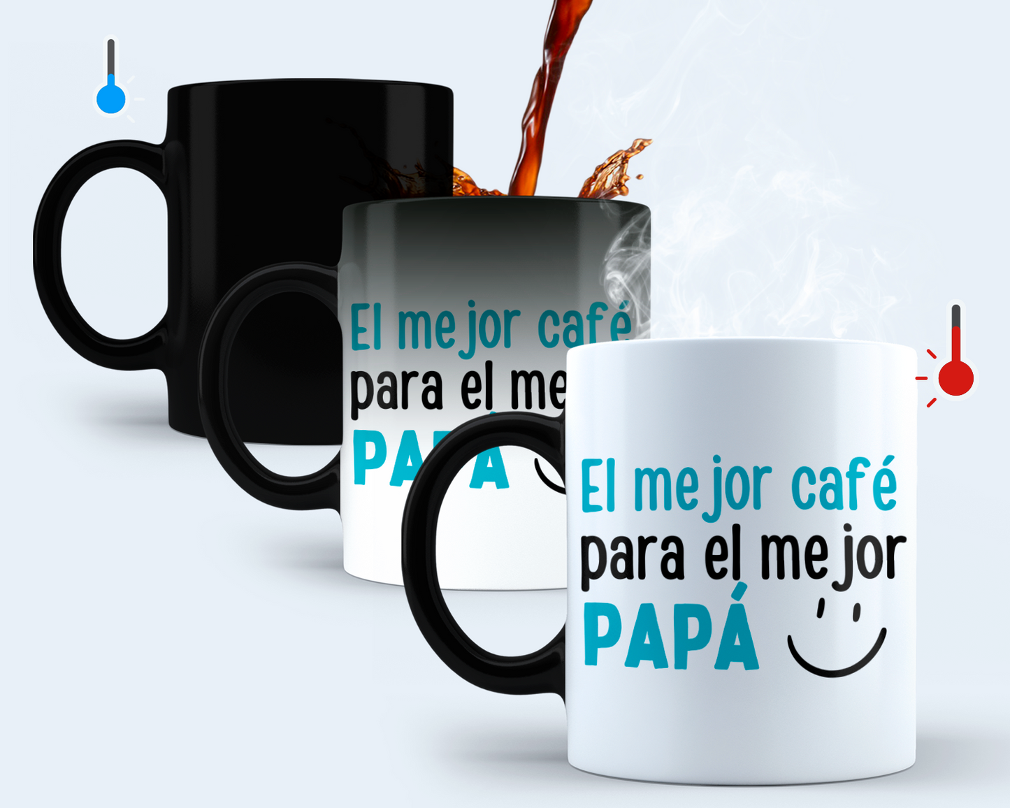 Taza El Mejor Café para el Mejor Papá - Taza Mágica  11 oz -Tazas Día del Padre - Tazas para Papá