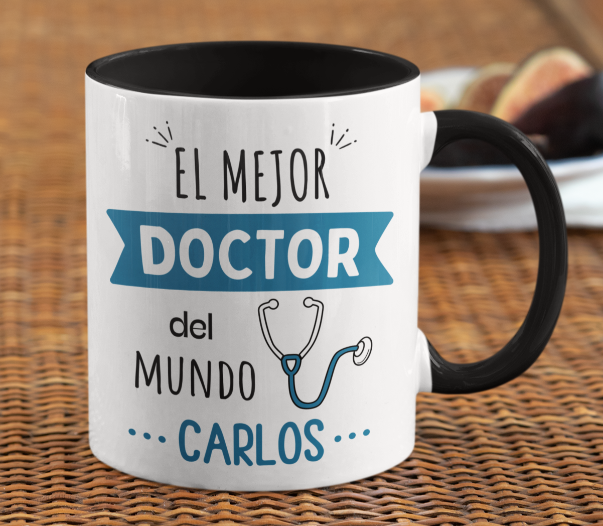 Taza El Mejor Doctor del Mundo Personalizado con Nombre - Taza Blanca  y Negra 11 oz - Tazas para Doctores - Tazas Día de la Medicina