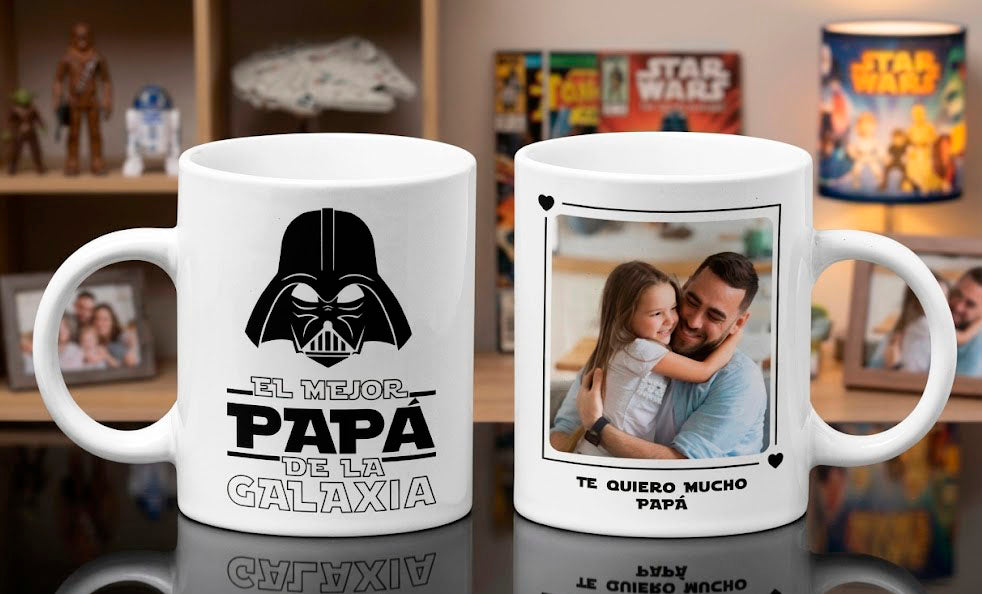 Taza El Mejor Papá de la Galaxia Personalizado con Foto | Tazas para Papá | Taza Blanca de 11 oz