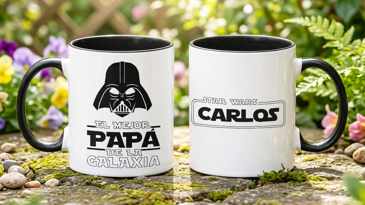 Taza El Mejor Papá de la Galaxia Personalizado con Nombre | Tazas para Papá | Taza Blanca y Negra de 11 oz