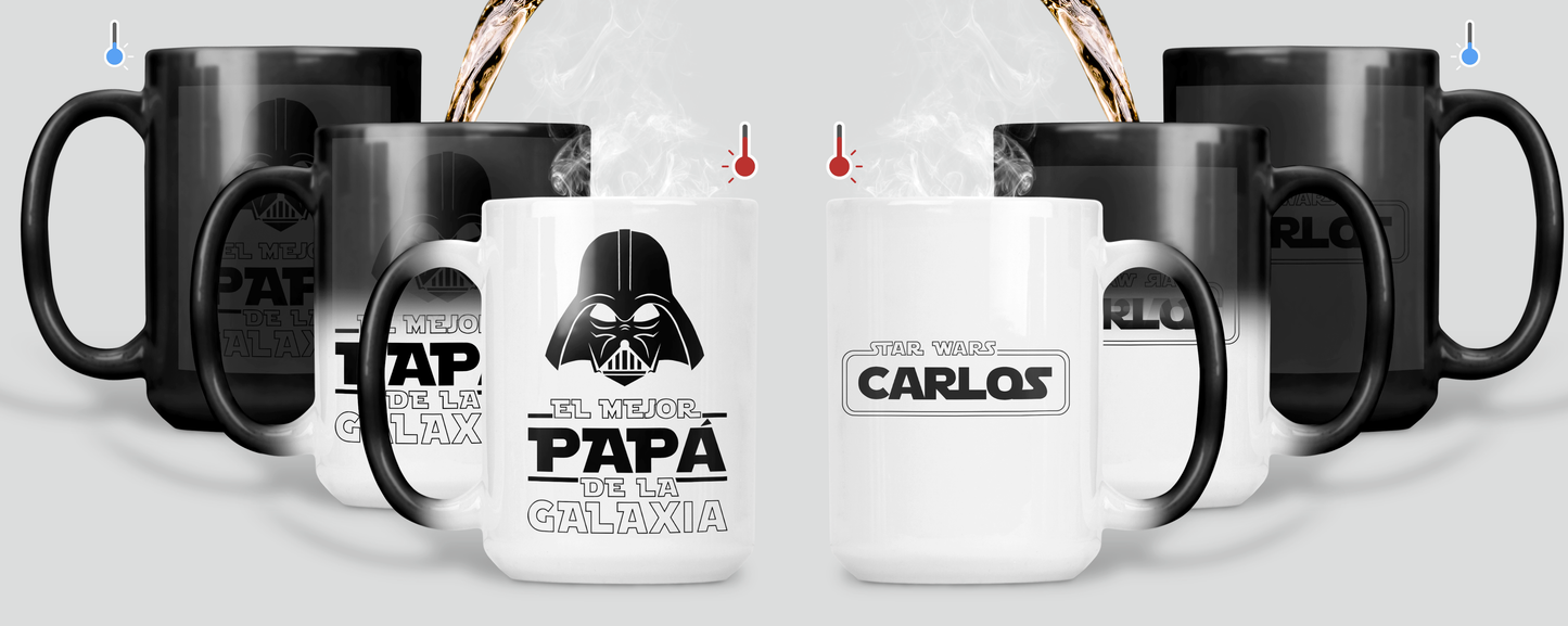 Taza El Mejor Papá de la Galaxia Personalizado con Nombre | Tazas para Papá | Taza Mágica de 15 oz