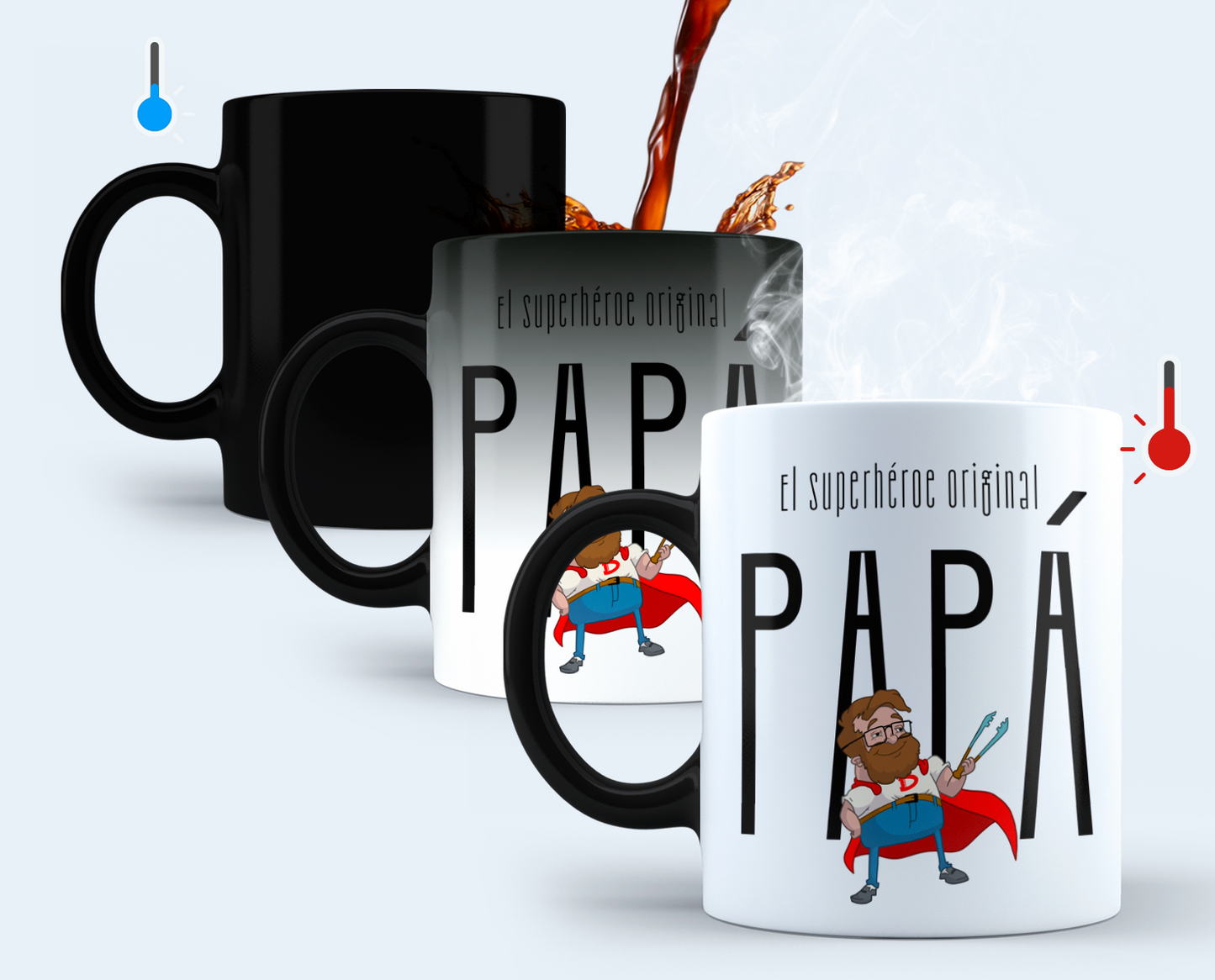Taza El Superhéroe Original Papá - Taza Mágica 11 oz - Tazas Día del Padre - Tazas para Papá