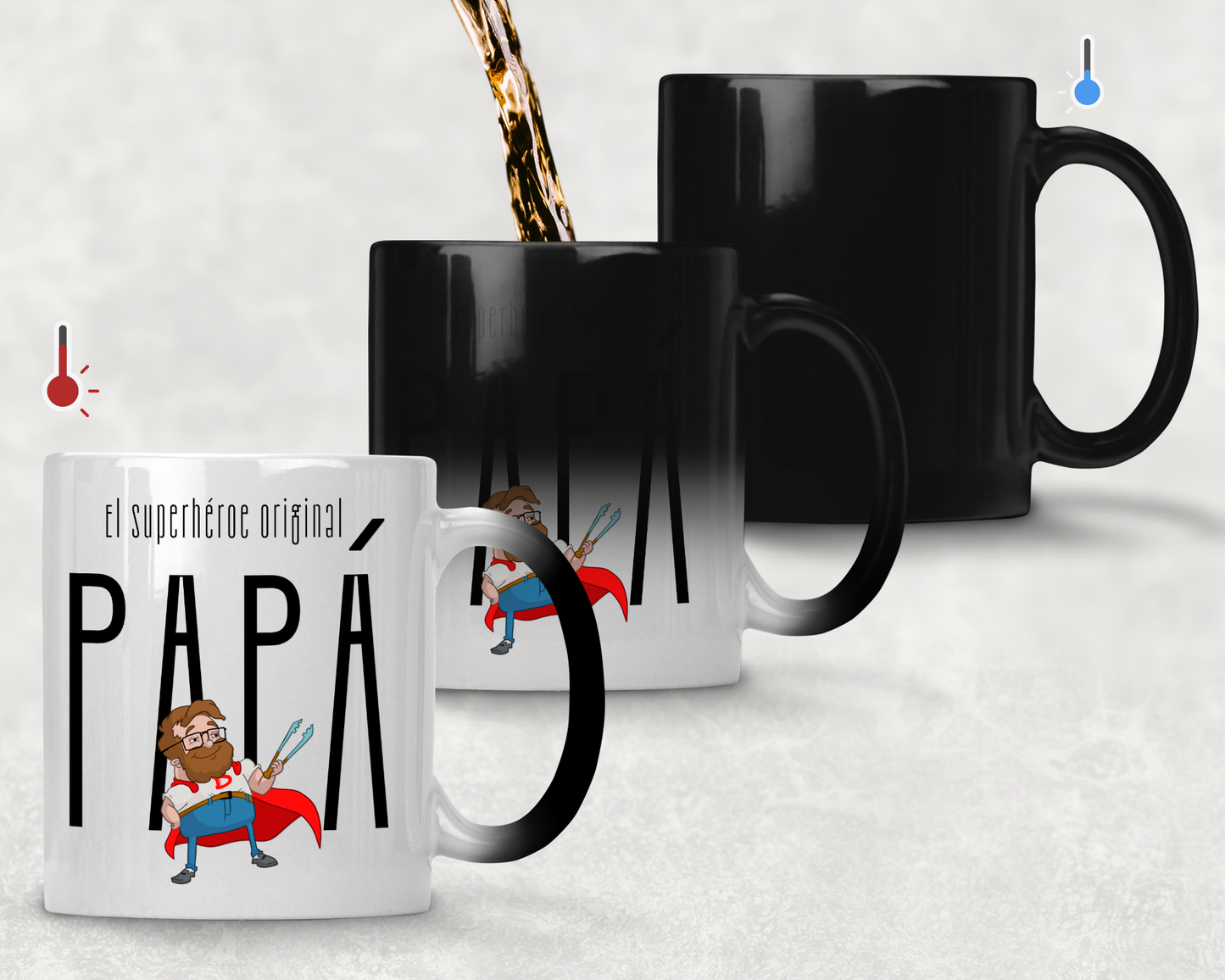 Taza El Superhéroe Original Papá - Taza Mágica 11 oz - Tazas Día del Padre - Tazas para Papá