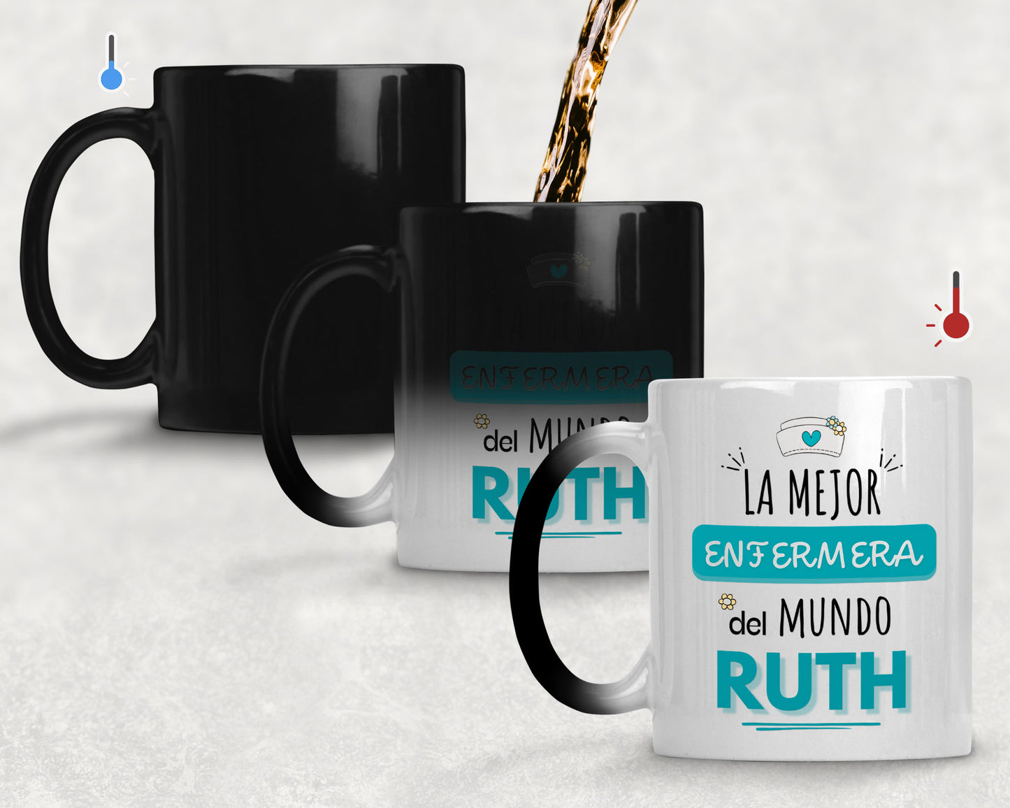 Taza La Mejor Enfermera del Mundo Personalizado con Nombre - Taza Mágica 11 oz - Taza Enfermera