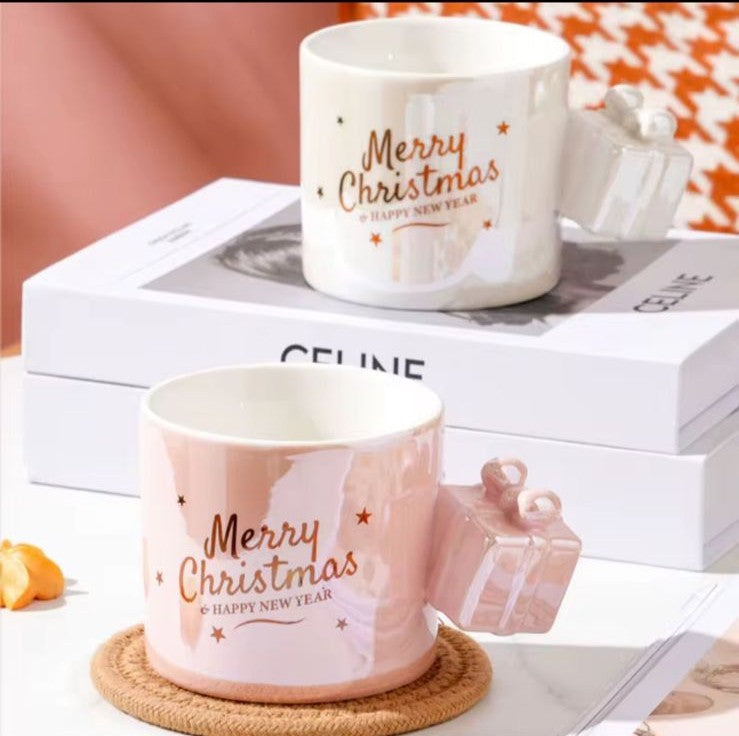 Taza Elegante Merry Christmas con Acabado Perlado - Tazas Navideñas