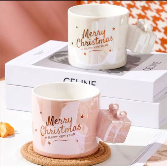 Taza Elegante Merry Christmas con Acabado Perlado - Tazas Navideñas