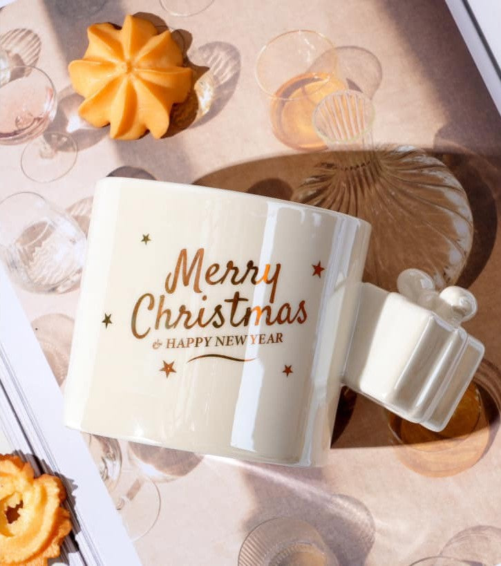Taza Elegante Merry Christmas con Acabado Perlado - Tazas Navideñas