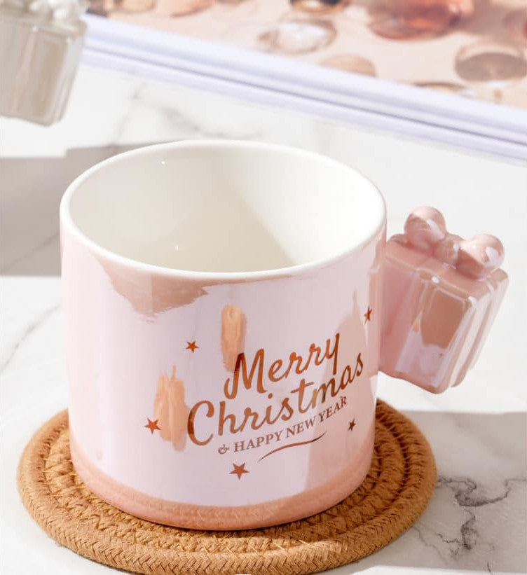 Taza Elegante Merry Christmas con Acabado Perlado - Tazas Navideñas