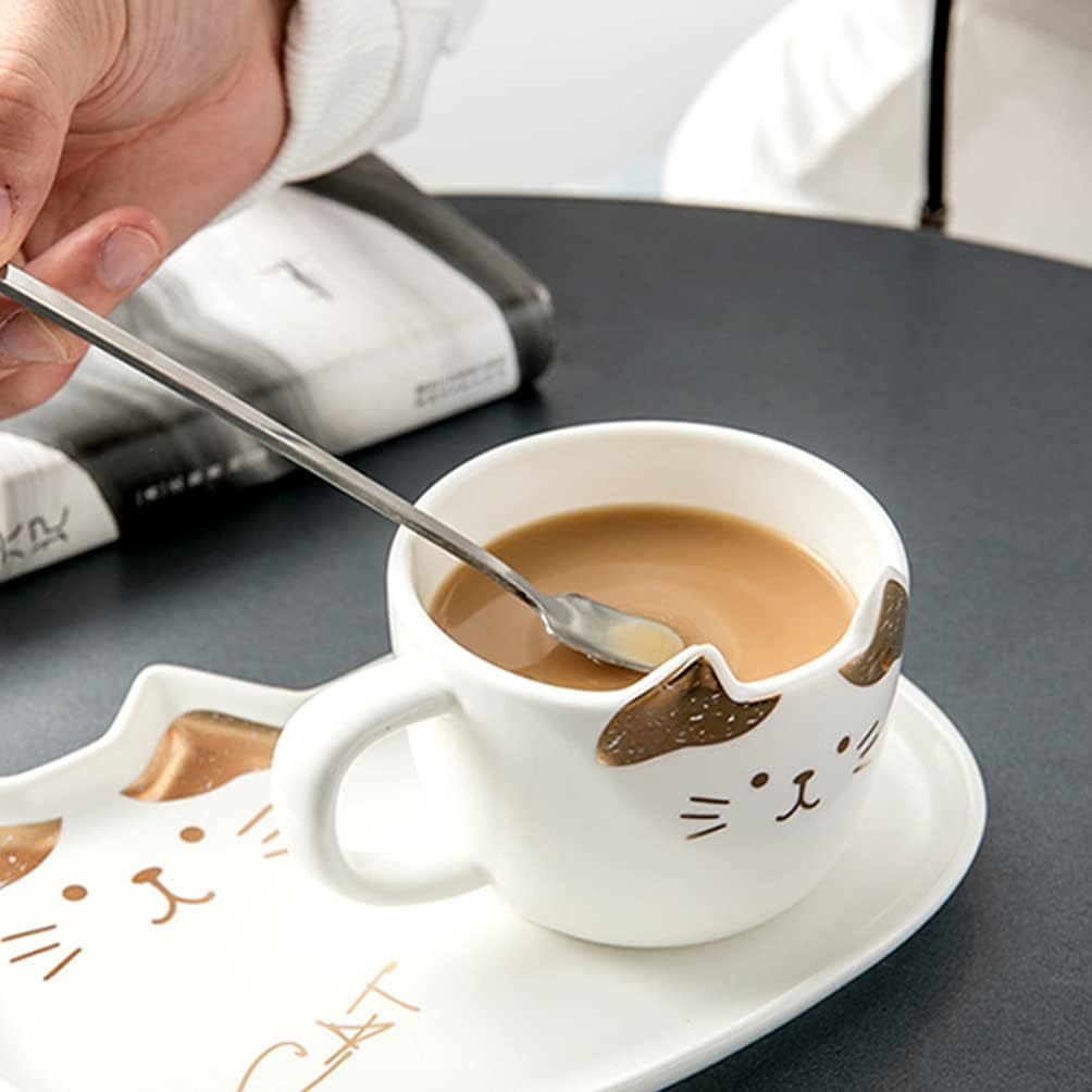 Taza Elegante de Gatito  con Plato - Taza de Gatos