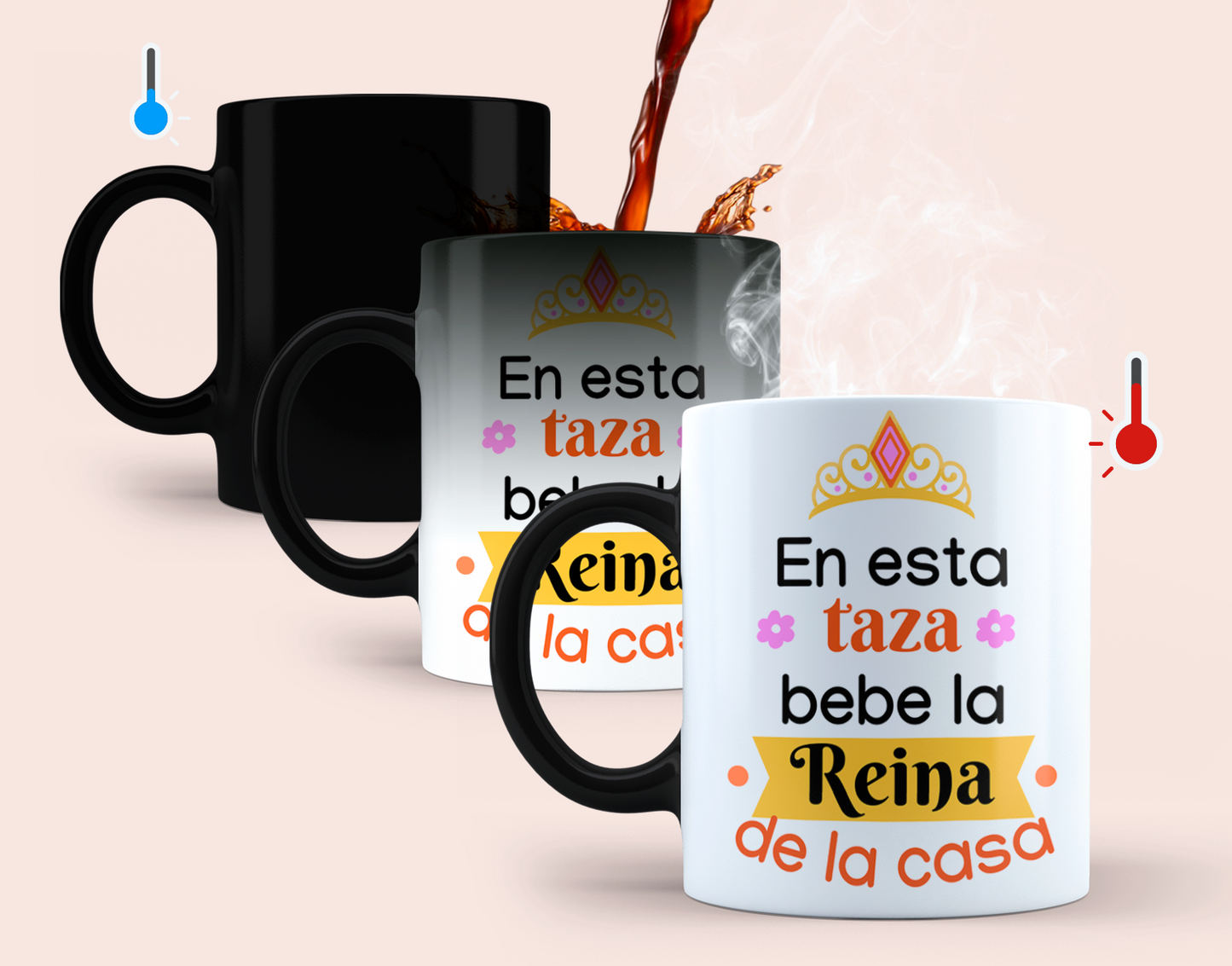Taza En Esta Taza Bebe la Reina de la Casa - Taza Mágica 11 oz- Taza Día de la Madre - Taza para Mamá