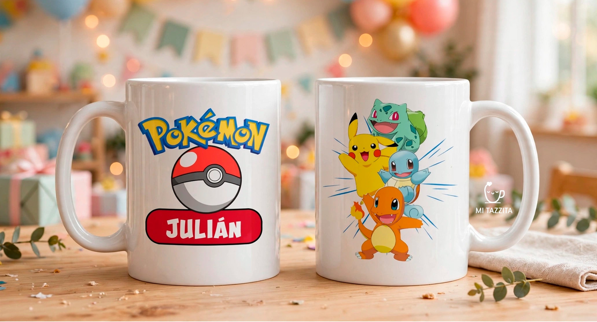Taza Equipo Pokémon Personalizada con Nombre - Taza Blanca de 11 oz 