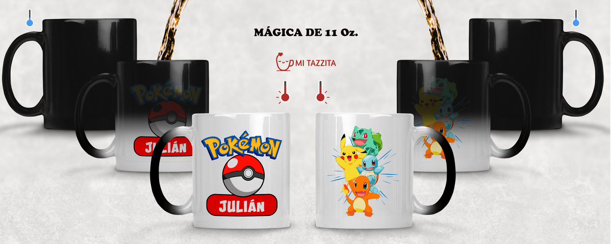 Taza Equipo Pokémon Personalizada con Nombre - Taza Magica de 11 oz 