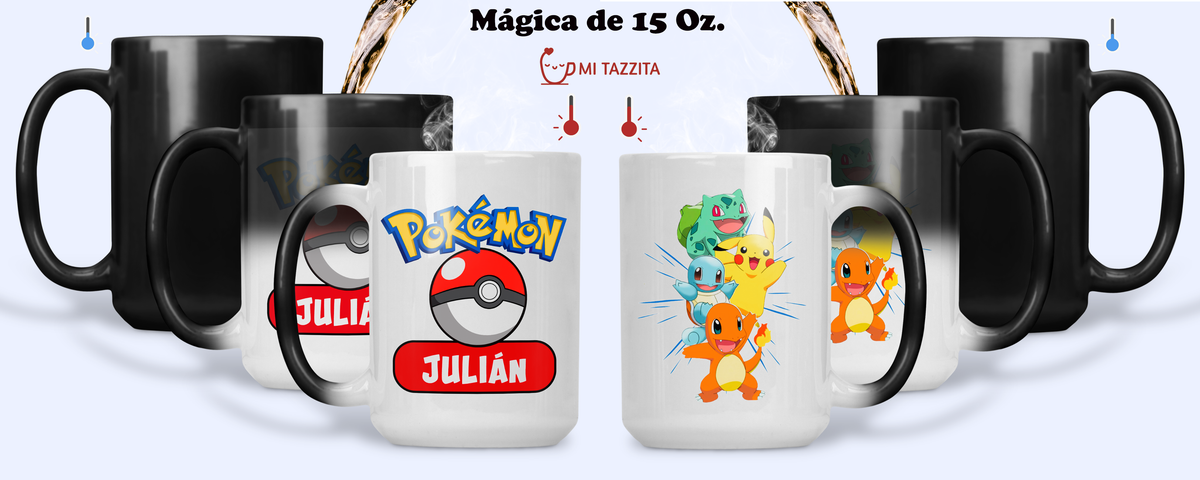 Taza Equipo Pokémon Personalizada con Nombre - Taza Magica de 15 oz.