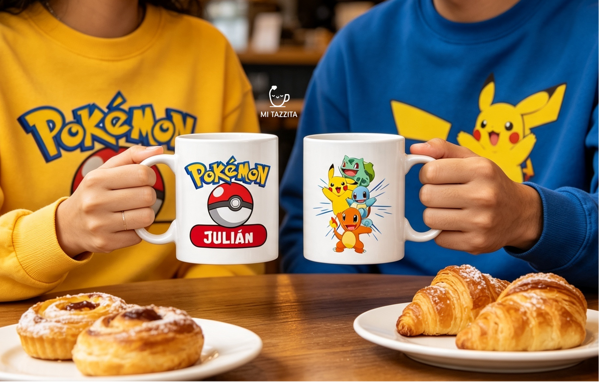 Taza Equipo Pokémon Personalizada con Nombre - Taza blanca de 11 oz 