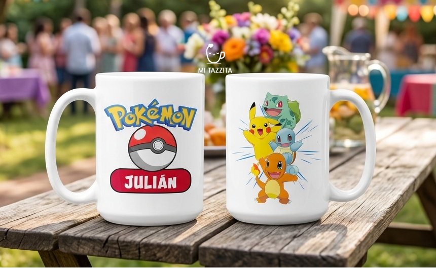 Taza Equipo Pokémon Personalizada con Nombre - Taza Blanca de 15 oz