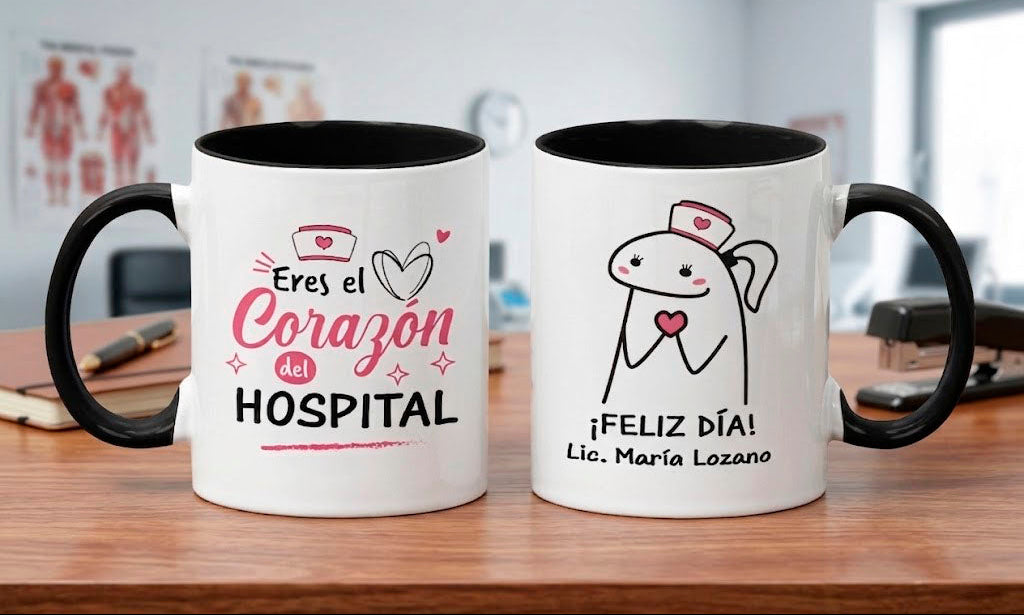 Taza Eres el Corazón del Hospital - Taza Blanco y Negro 11 oz - Taza Enfermera
